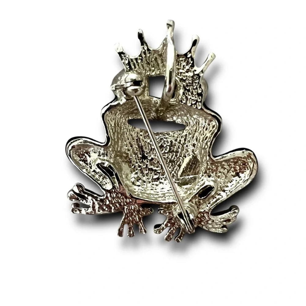 Crystal Rhinestone Frog Prince Brooch